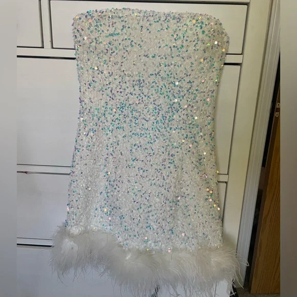 sachin and babi light blue dress Sequin Bachelorette Party Dress Inspiration main image 0